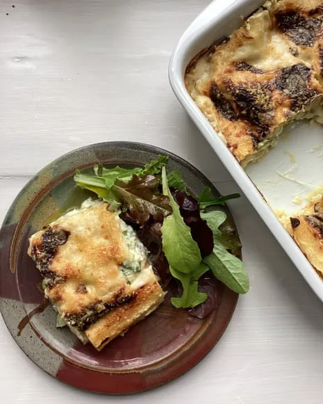 Rachel Roddy's Creation for Lasagne with Zucchini and Three Cheeses